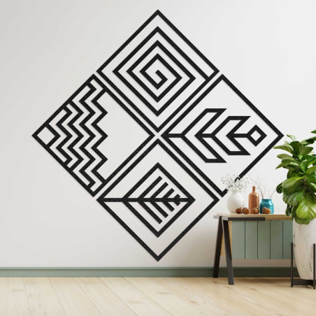 Wooden wall decor four elements - HADUKEN