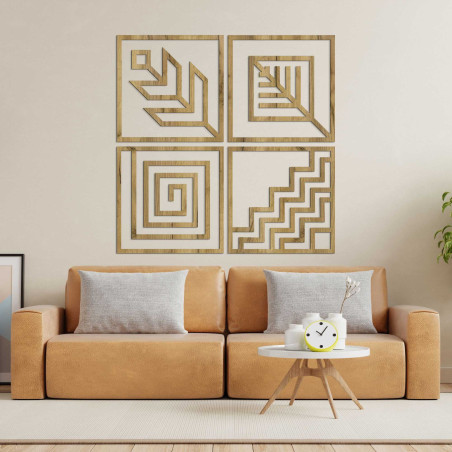 Wooden wall decor four elements - HADUKEN