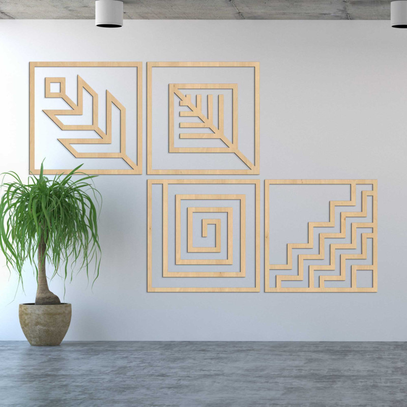 Wooden wall decor four elements - HADUKEN