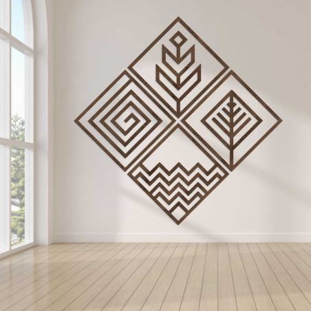 Wooden wall decor four elements - HADUKEN