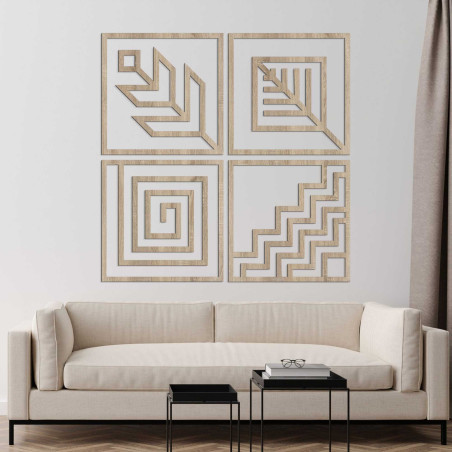 Wooden wall decor four elements - HADUKEN