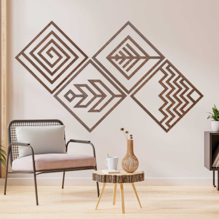 Wooden wall decor four elements - HADUKEN