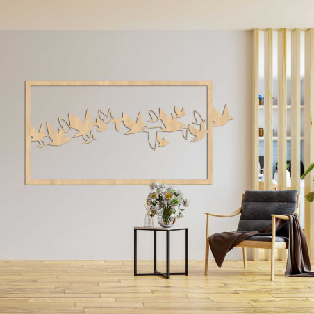 Wooden wall picture birds - RODDO