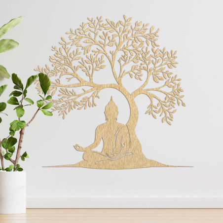 Wooden decoration Buddha and tree of life - MEARNE