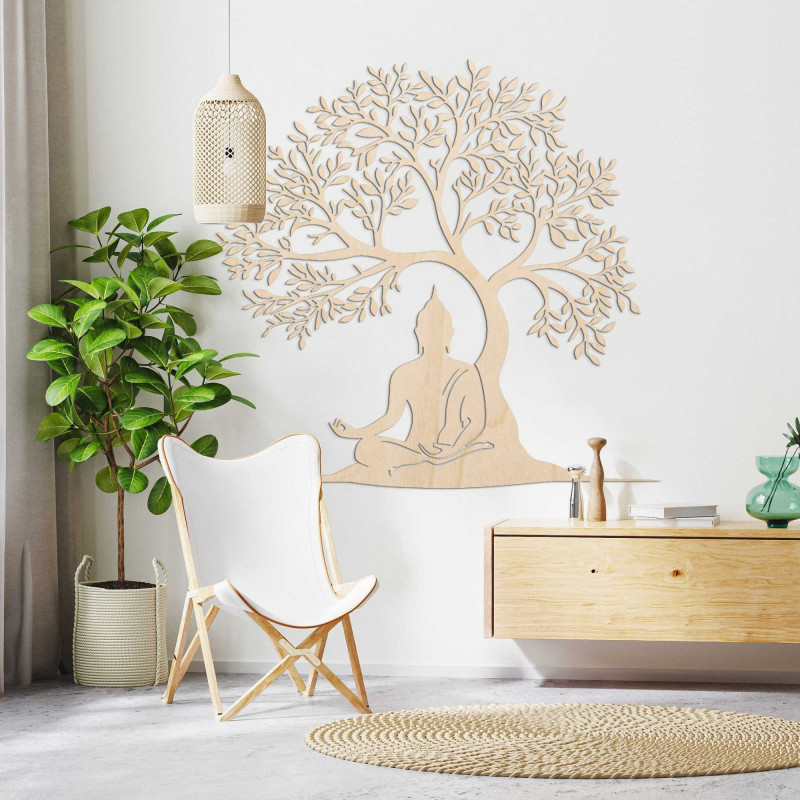 Wooden decoration Buddha and tree of life - MEARNE