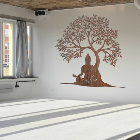 Wooden picture of the tree of life and Buddha - MOTERO