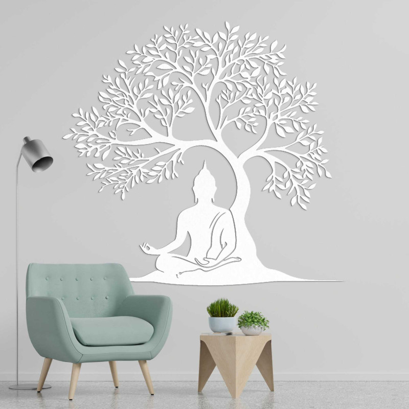 Wooden picture of the tree of life and Buddha - MOTERO