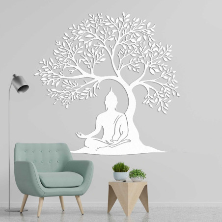 Wooden picture of the tree of life and Buddha - MOTERO