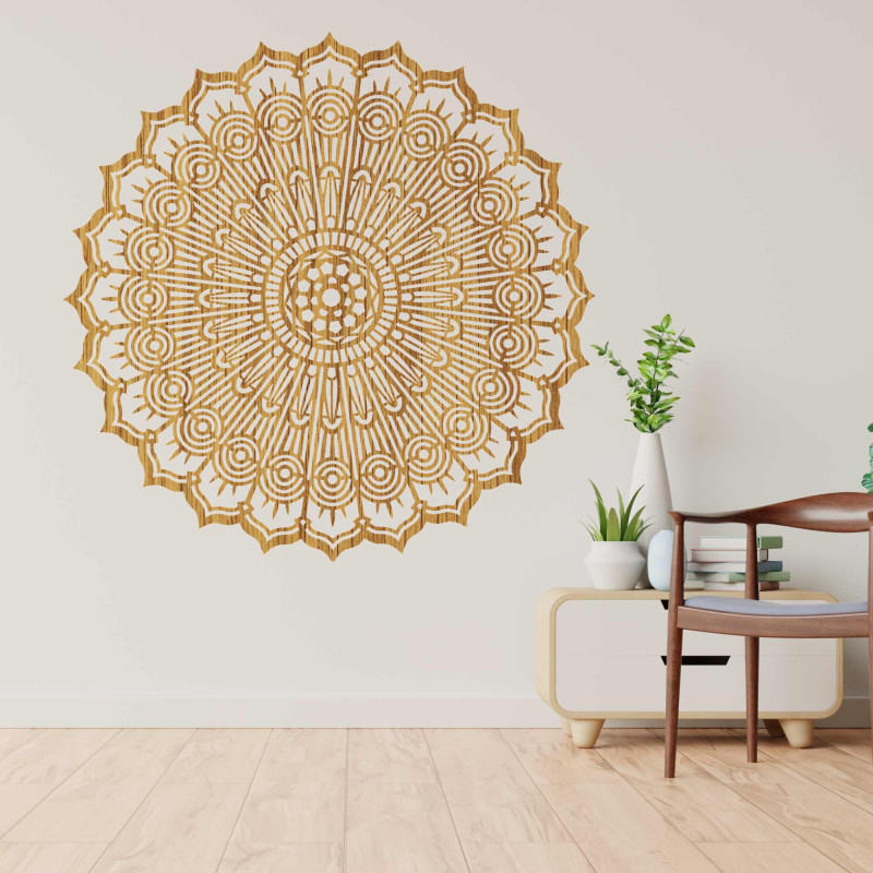 Wooden mandala wall decoration for the living room