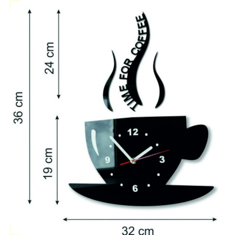 Dimension of the X-momo wall clock. Design wall clock made of PMMA