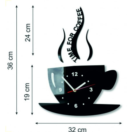 Dimension of the X-momo wall clock. Design wall clock made of PMMA