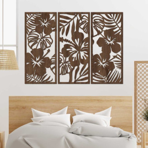 Wooden painting of tropical flowers - UBRALA