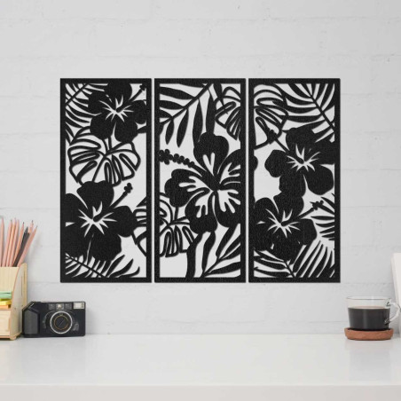Wooden painting of tropical flowers - UBRALA