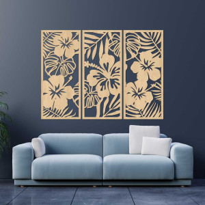 Wooden painting of tropical flowers - UBRALA 2