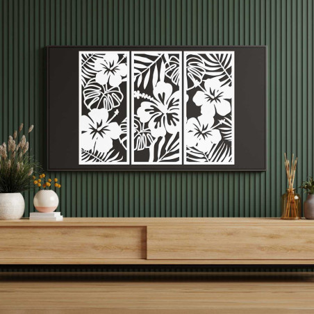 Wooden painting of tropical flowers - UBRALA