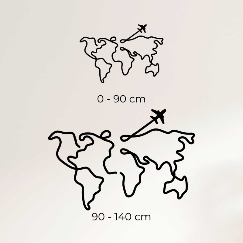 Designer wooden world map on the wall - WorldLines