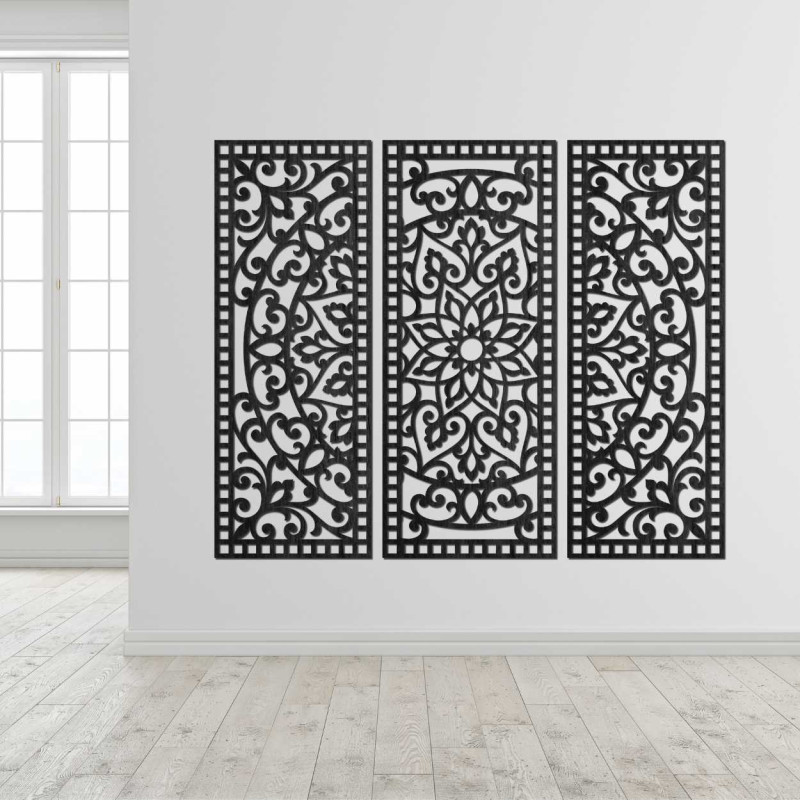 Wall decoration three-piece mandala panel -...
