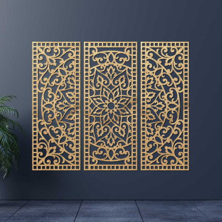 Wall decoration three-piece mandala panel - AURELIA