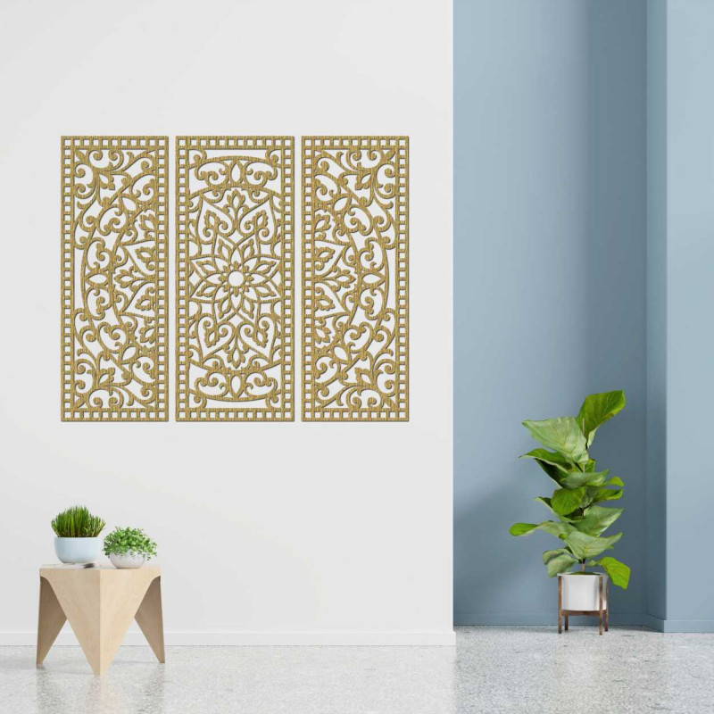 Wall decoration three-piece mandala panel -...