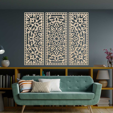 Wall decoration three-piece mandala panel - AURELIA