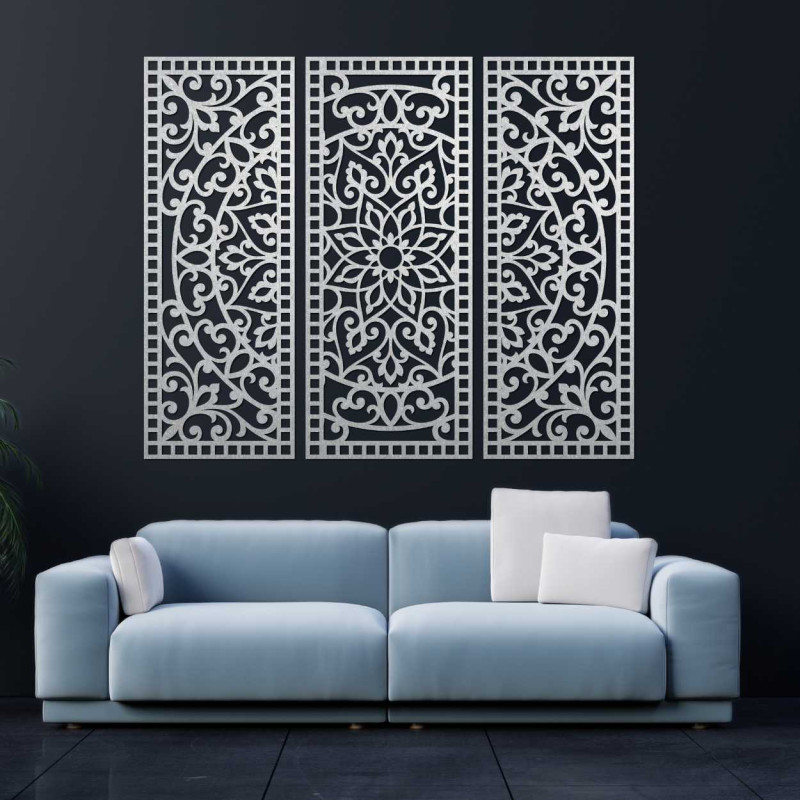 Wall decoration three-piece mandala panel -...