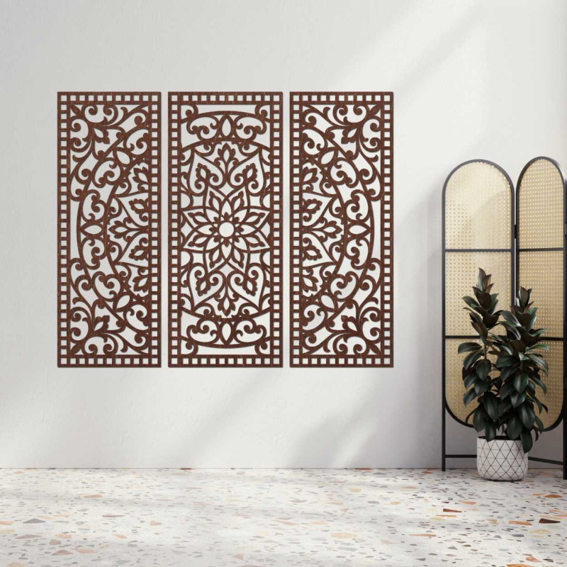 Wall decoration three-piece mandala panel -...
