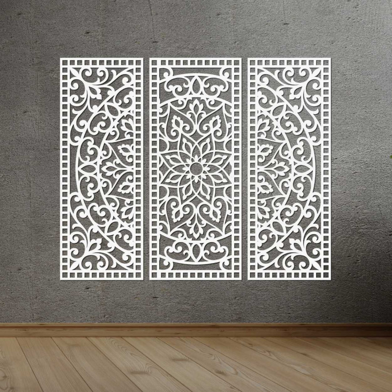 Wall decoration three-piece mandala panel -...