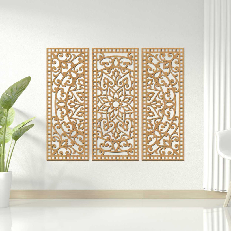 The three-piece design combines traditional patterns with modern precision.