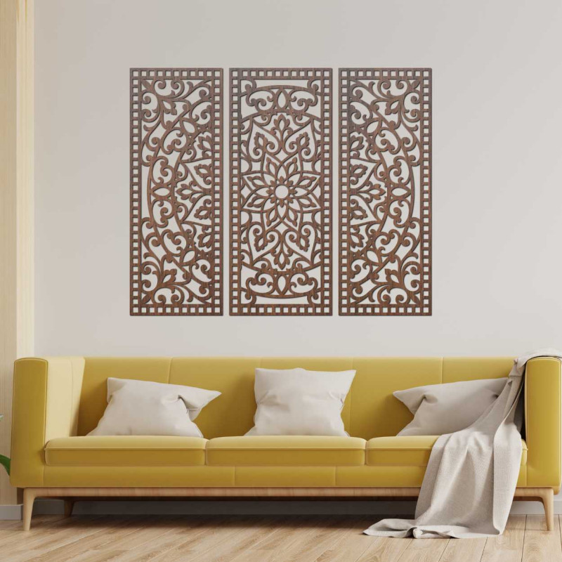 Wooden multi-piece mandala wall decoration