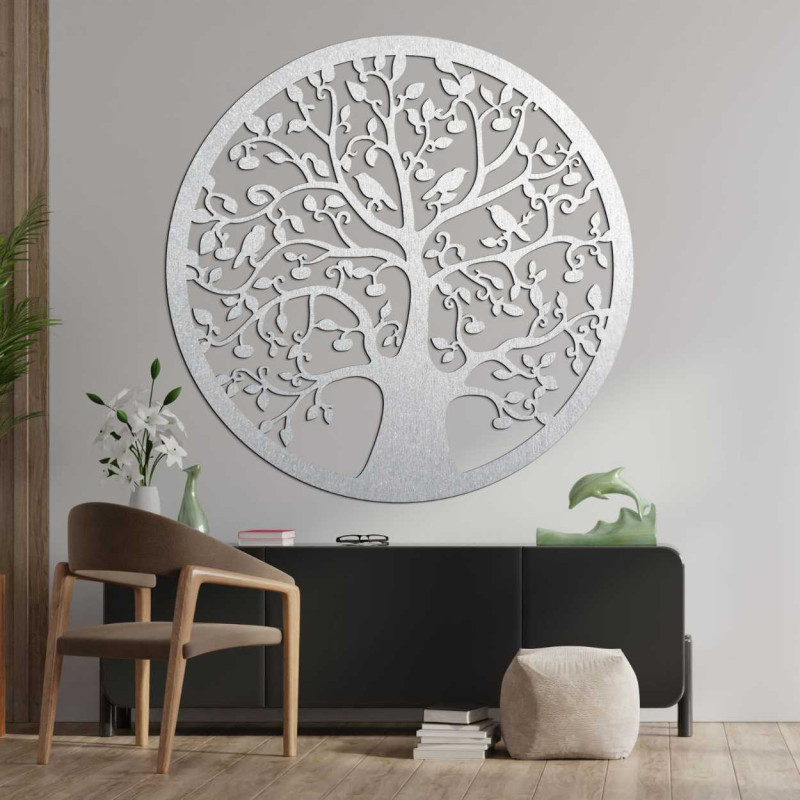 Wooden circular tree of life on the wall -...
