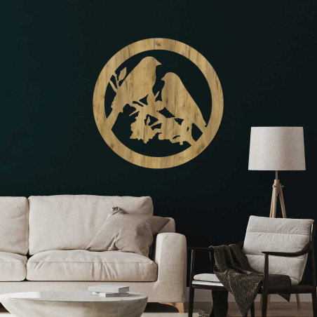 Wooden wall picture birds on branches - AVIAN