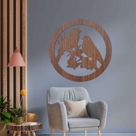 Wooden wall picture birds on branches - AVIAN
