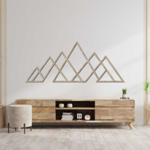 Wooden wall picture of geometric mountains - APALATU
