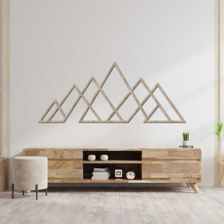 Wooden wall picture of geometric mountains - APALATU