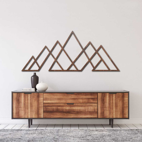 Wooden wall picture of geometric mountains - APALATU