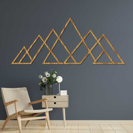 Wooden wall picture of geometric mountains - APALATU