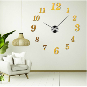 Adhesive wall clock made of black plexiglass on a white wall 2