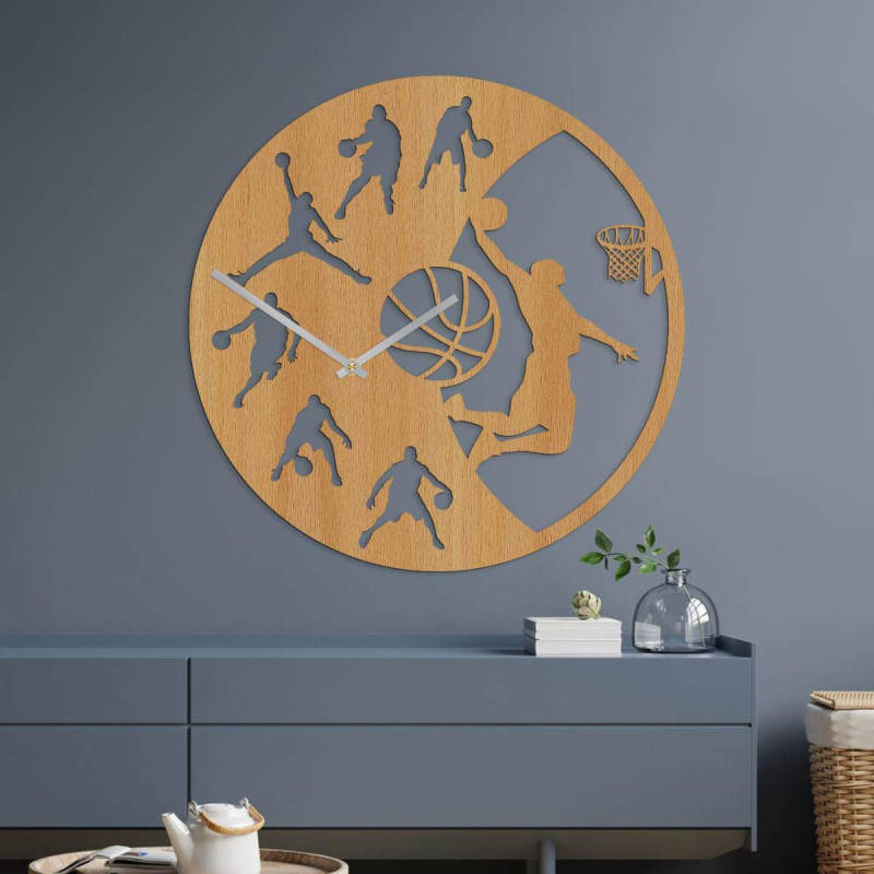 basketball player wall clock