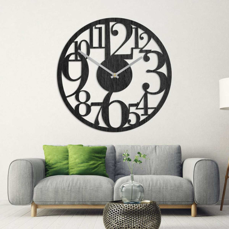 black wall clock with large numbers