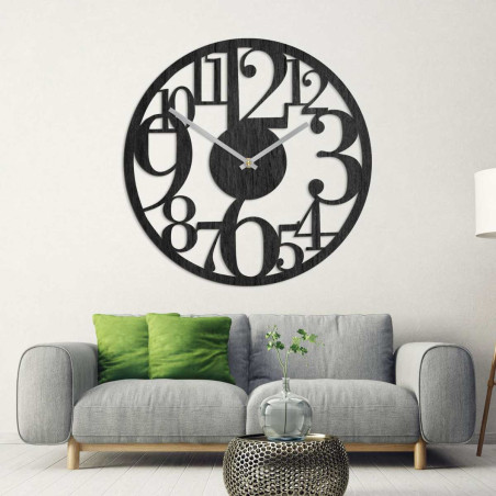 black wall clock with large numbers