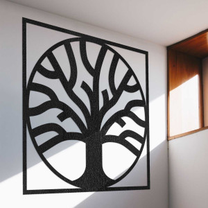 Natural wooden decoration with a harmonious tree design and rooting.