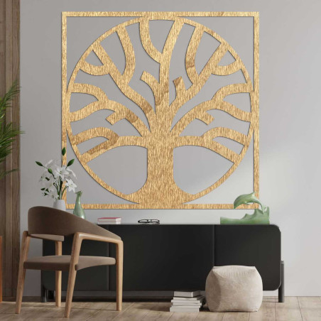 Modern natural design of the tree of life in a wooden design with a circular frame. Modern natural design of the tree of life in a wooden design with a circular frame.