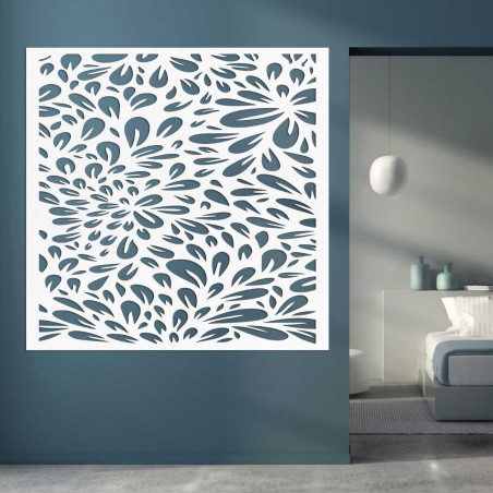 Elegant wooden wall decoration with a flourishing motif in a dynamic layout.