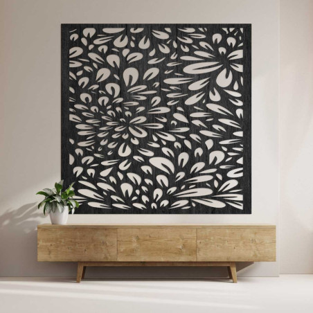 Wooden cutout with floral ornament and clean lines.