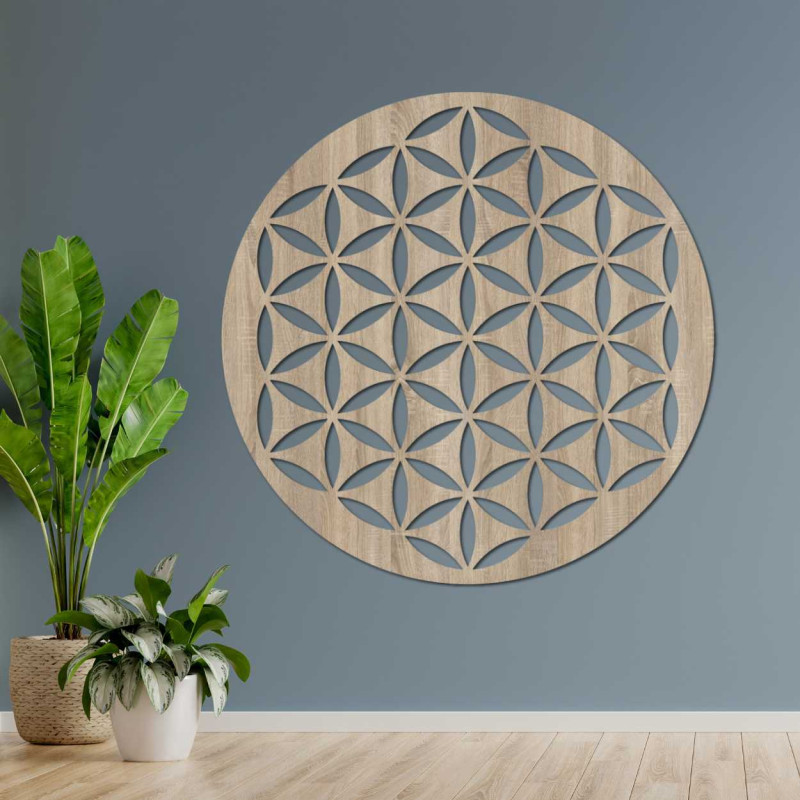 Natural wooden wall decoration depicting the eternal cycle of life