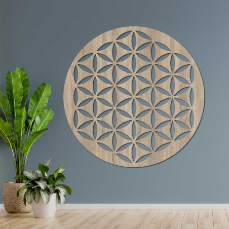 Natural wooden wall decoration depicting the eternal cycle of life Natural wooden wall decoration depicting the eternal cycle of life