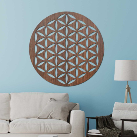 Wooden cutout of the Flower of Life as a design accessory for the interior Wooden cutout of the Flower of Life as a design accessory for the interior