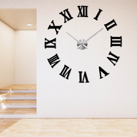 Modern wall clock with 3D Roman numerals.