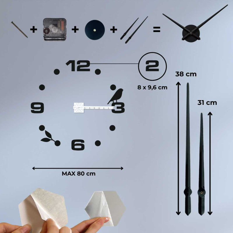Modern mirror wall clock adhesive - DIYPAJPA