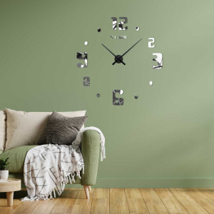 Wall clock with the inscription TIME under the number twelve and a modern numeric style. 2